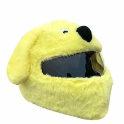 Preferred Housses De Casque De Moto En Peluche De Dessin Animé, Housse De Casque De Chiot Jaune Cadeau De Conduite Amusante, Casque Non Inclus