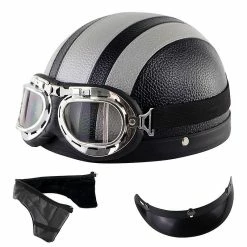 Harley Helmet Casque Harley Moto Demi-visage Casque En Cuir Avec Lunettes Anti-uv 54-60cm
