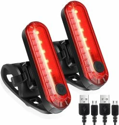 Mslam Led Arrière Vélo Arrière Feu Arrière 2 Pack, Ultra Bright Usb Rechargeable Vélo Feux Arrière, Vélo Étanche Rétro-Éclairage Pour Casque De Cyclisme Avertissement De Sécurité Strobe