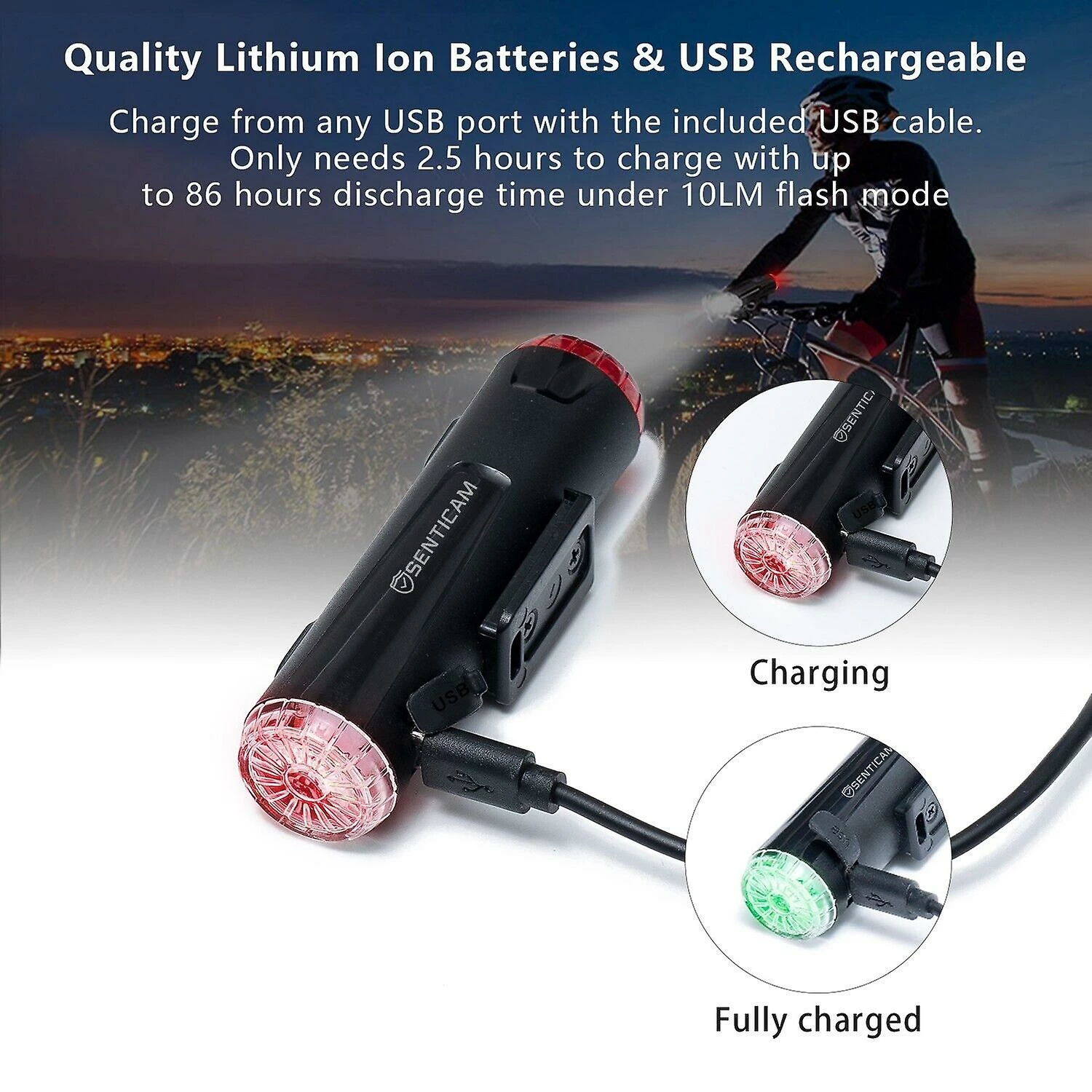 Unbranded Casque De Vélo Light Best Usb Rechargeable Bicyclette Mtb Front Back Light Senticam 6 Unbranded Casque De Vélo Light Best Usb Rechargeable Bicyclette Mtb Front Back Light Senticam – Image 4