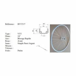Roue Vélo - Roue Avant Vélo - 24 Pouces - Axe à Blocage Rapide - Simple Paroi - Couleur Argent - Avis / Test